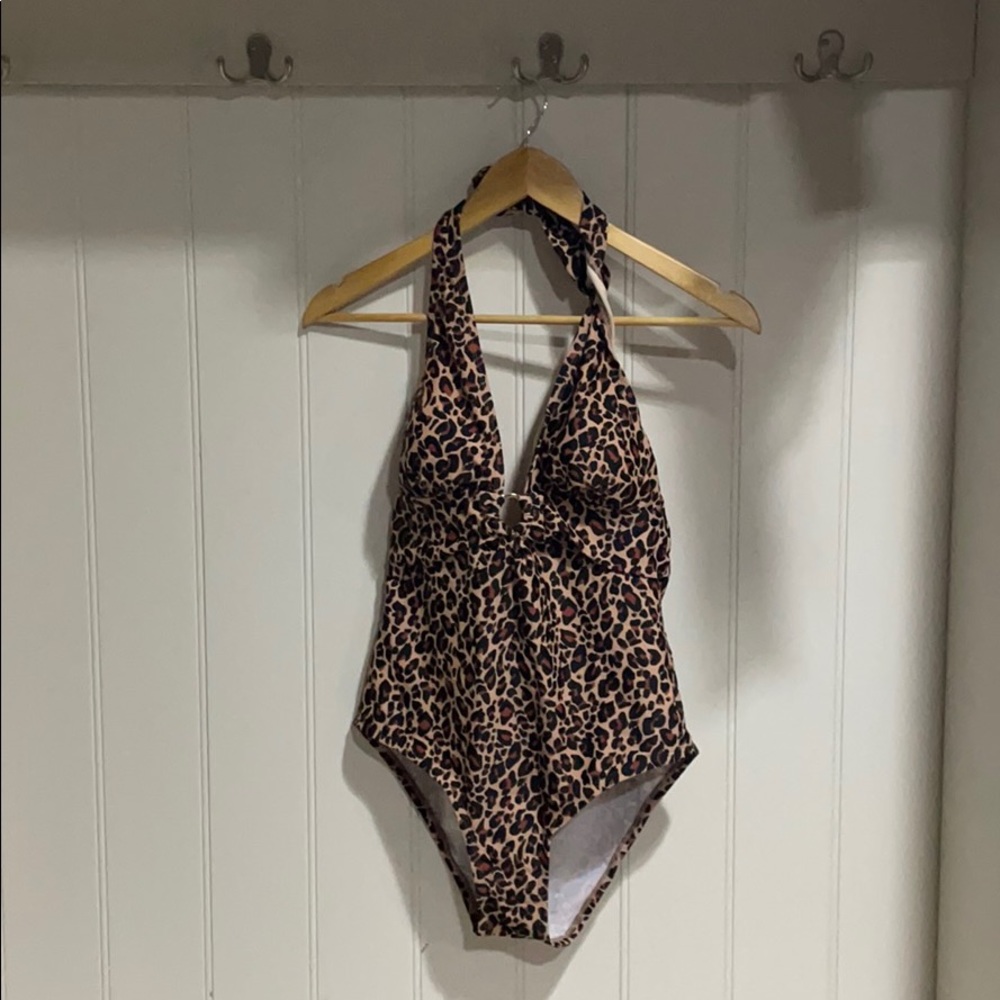 Leopard print 1 piece bathing suit